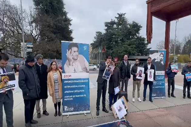PTM Switzerland holds protest at UNHRC against atrocities faced by Pashtuns in Pakistan