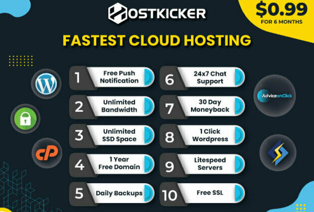 Fastest Cloud Hosting- Simple, powerful and affordable at $0.99 for six months: Hostkicker