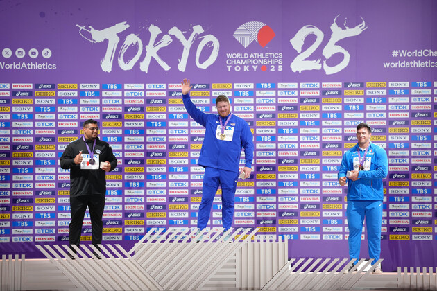 (SP)JAPAN-TOKYO-ATHLETICS-WORLD ATHLETICS CHAMPIONSHIPS-MEN'S SHOT PUT-AWARDING CEREMONY