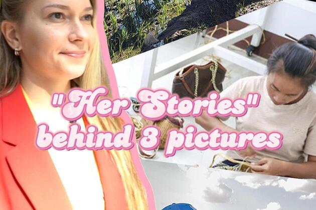 "Her Stories" behind three pictures