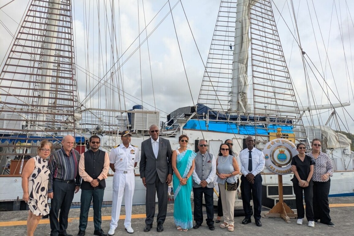 INS Sudarshini departs Antigua under Lokayan 26 expedition