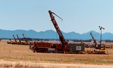 Five of the six drill rigs operating on Stavely Cayley Lode.