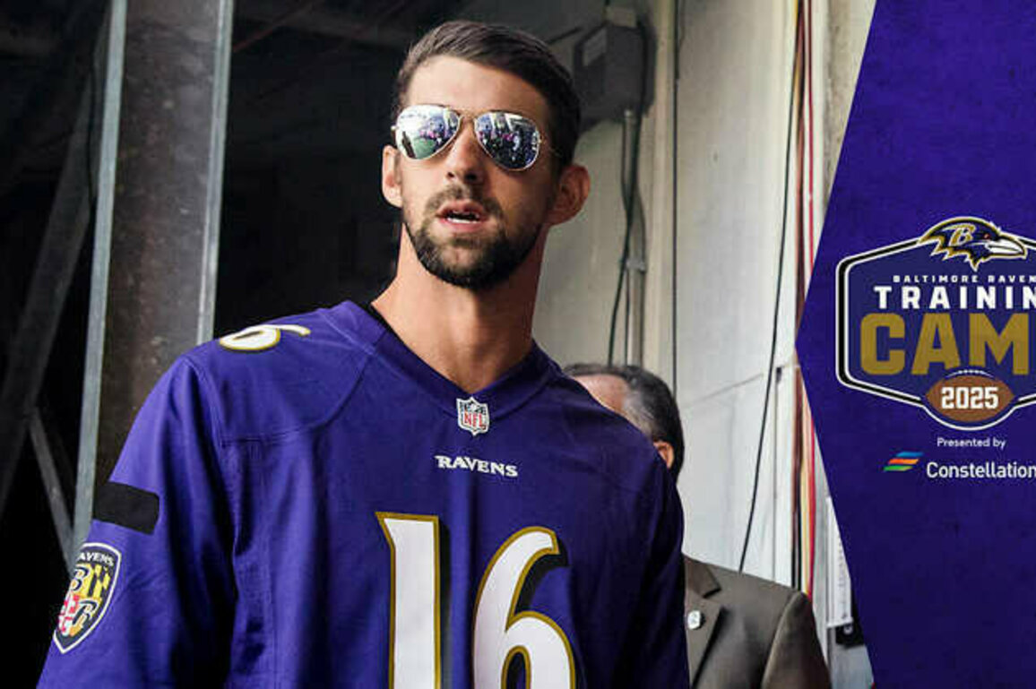 Michael Phelps Visits Ravens Training Camp