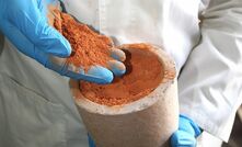 Calcined clay in a crucible.