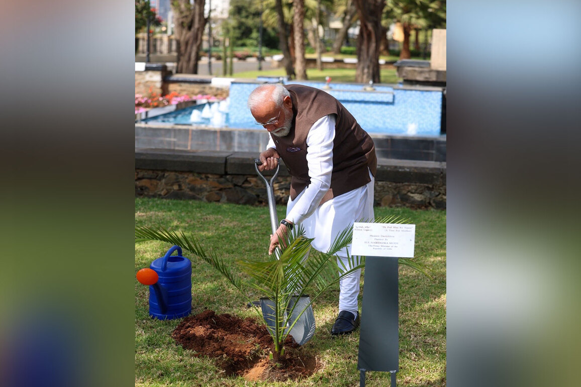 PM Modi plants tree at Ethiopian Parliament as part of India's 'Ek Ped, Maa Ke Naam' initiative