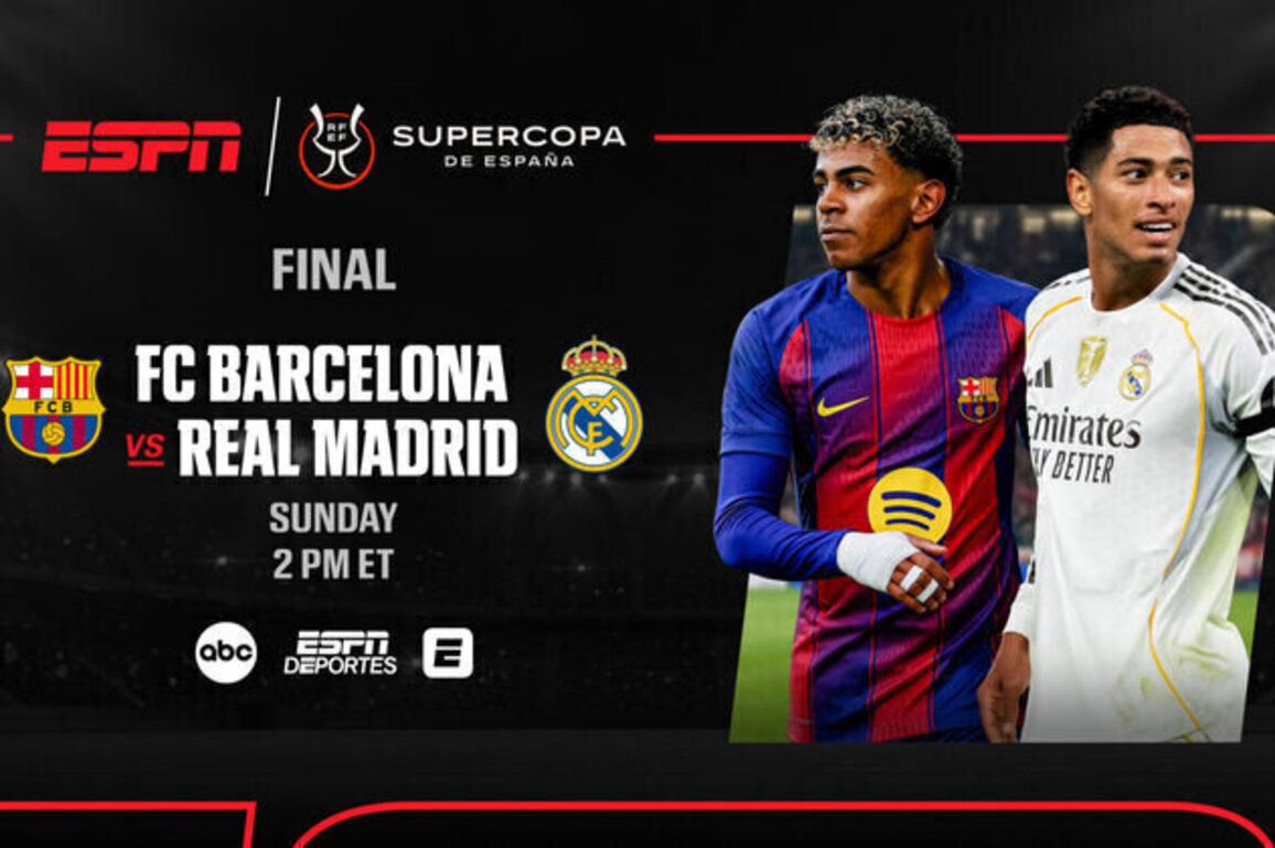 ABC and ESPN Deportes present Supercopa de Espana Final: FC Barcelona vs. Real Madrid on Sunday at 2 p.m. ET