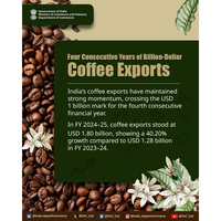 India's coffee exports hit USD 1.8 billion in FY25, continues four-year growth streak