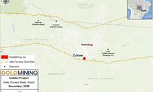 Mapa do  projeto de ouro e cobre Colíder, da GoldMining, no MT