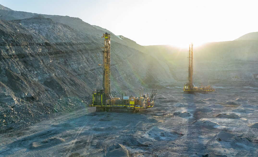 Two of the autonomous Cat MD6250 rotary drills operating at Thiess’ Mt Arthur South operation in New South Wales Credit_WesTrac