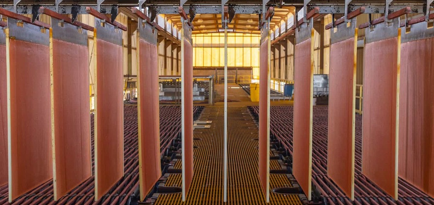 Copper cathodes at Gunnison Copper's Johnson Camp Mine