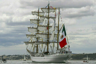 Mexican Navy ship crashes into Brooklyn Bridge 