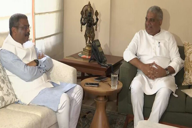 Union Education Minister Dharmendra Pradhan meets Union Environment Minister Bhupender Yadav to discuss zoo, Nagar Vans in Sambalpur