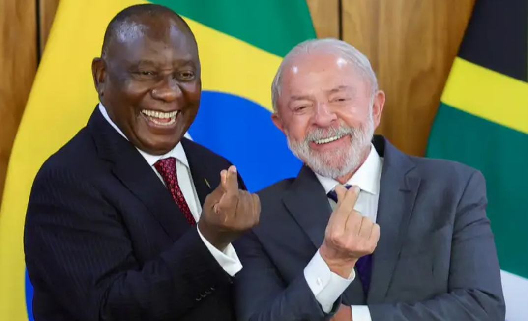 Presidentes da África do Sul, Cyril Ramaphosa, e do Brasil, Luiz Inácio Lula da Silva