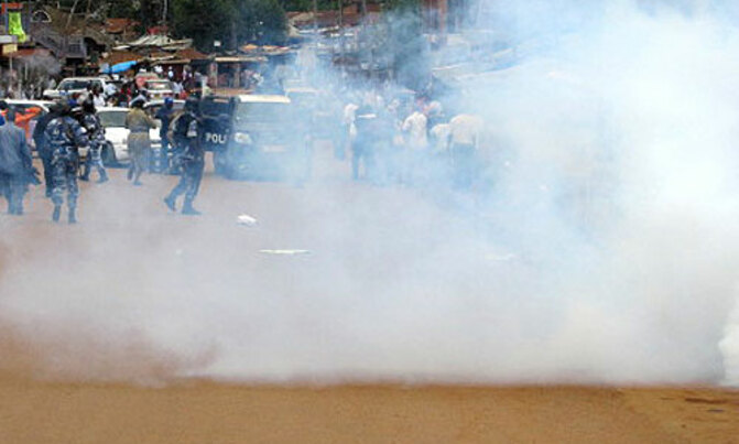 Policeman killed by teargas canister Policeman killed by teargas canister