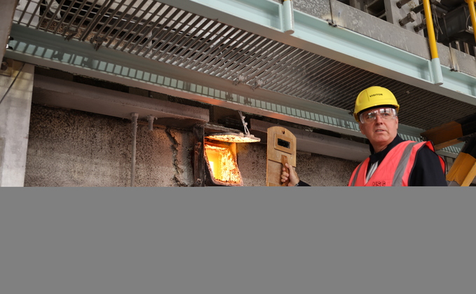 Liverpool City Region mayor Steve Rotheram beside the furnace fired by hydrogen