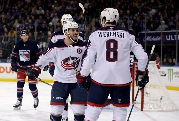 Adam Fantilli's hat trick helps Blue Jackets topple Rangers