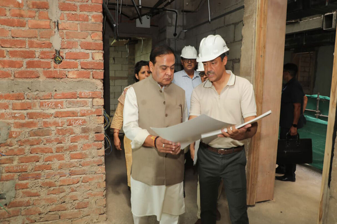 CM Sarma inspects construction work of Assam Bhawan in Delhi