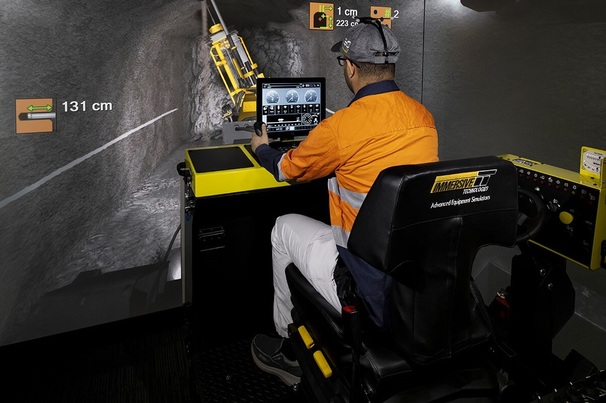 An Immersive Technologies’ IM360+ advanced equipment simulator equipped with an Epiroc production drill Conversion Kit