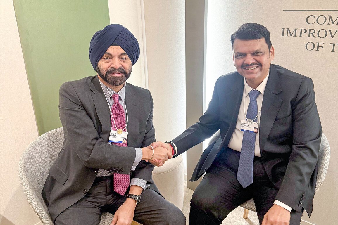 Maharashtra CM Devendra Fadnavis meets World Bank Chief Ajay Banga at Davos