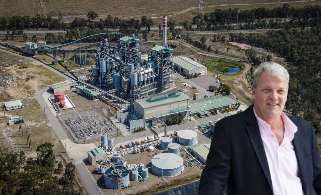 Verdent Earth seeks approval for wood fuelled power plant from enviromental court. Pictured Verdent CEO Richard Poole in front of the Redbank Project in NSW.