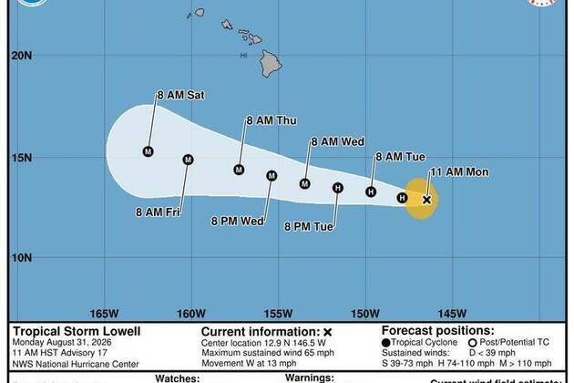 Tropical Storm Lowell expected to become a major hurricane by Wednesday