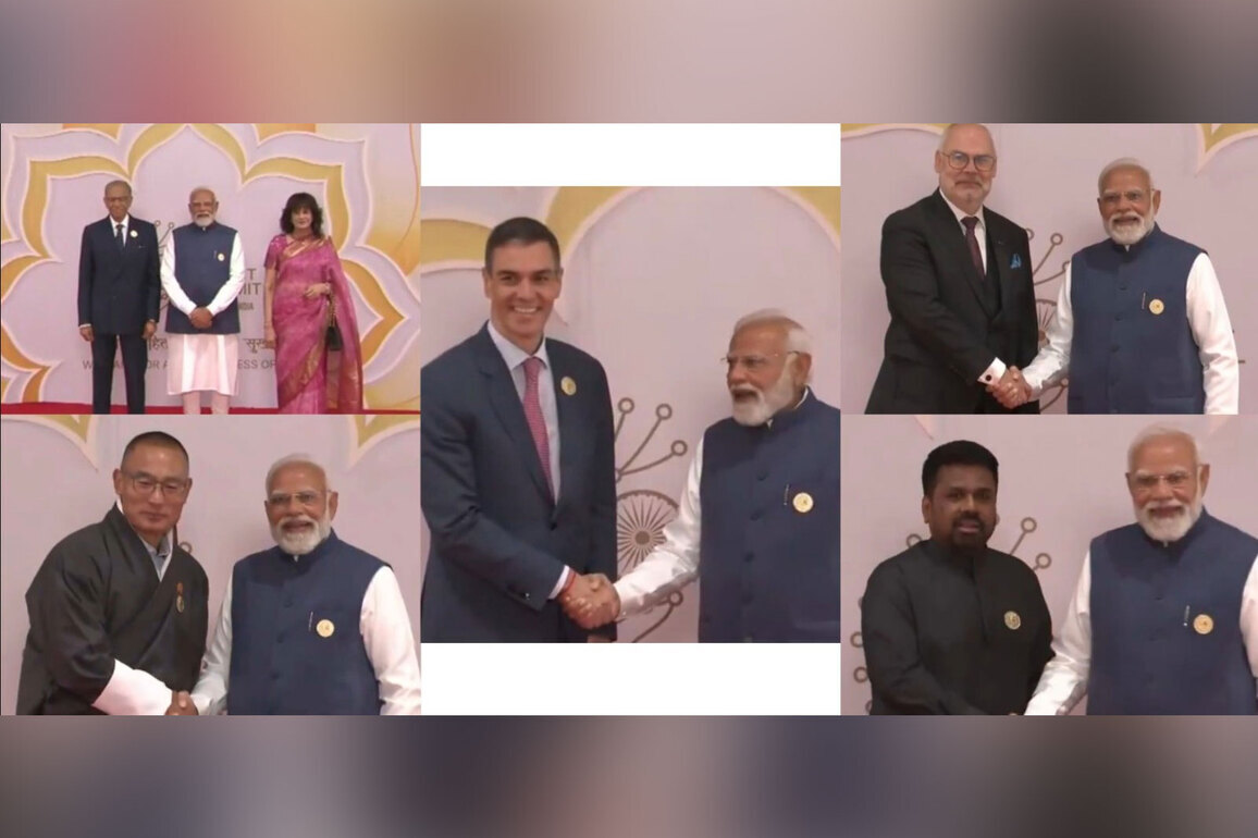 PM Modi welcomes World Leaders at Bharat Mandapam during India AI Impact Summit 2026