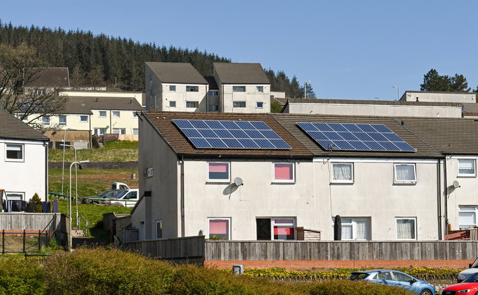 Social housing with rooftop solar panels in Penrhys in the Rhondda Valley | Credit: iStock