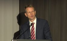  Pilbara Minerals managing director Ken Brinsden speaking in Perth today