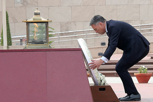 Australian Defence Minister Marles lays wreath at National War Memorial
