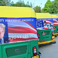 US Envoy kicks off independence day celebrations with autos featuring Trump's photos