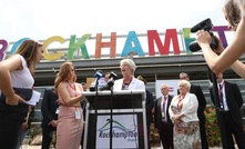 Margaret Strelow making the announcement about the Adani deal.