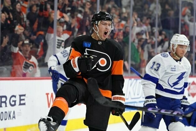 Flyers' Owen Tippett hits shootout winner to beat Lightning