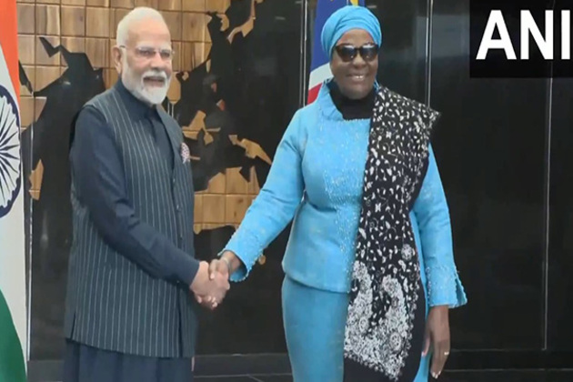 PM Modi meets, shakes hands with Namibia President Netumbo Nandi-Ndaitwah at State House in Windhoek