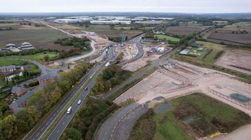 The start of piling works at Rykneld Street bridge, Streethay, as part of the work to create the HS2 high-speed rail network