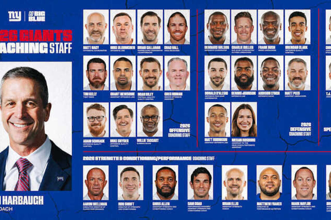 John Harbaugh announces 2026 Giants coaching staff