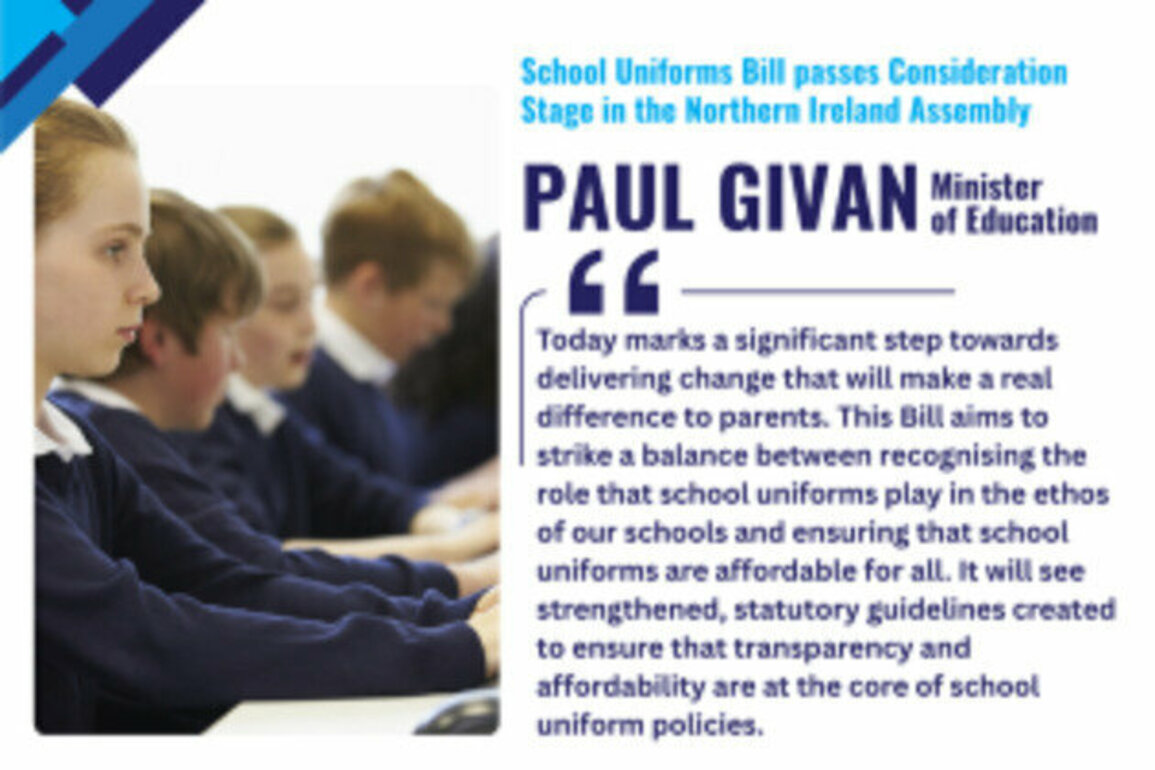 Givan welcomes vital step towards reducing the cost of school uniforms