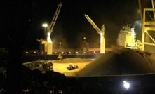 Loading of Australian Bauxite's maiden shipment at Bell Bay Port in Tasmania.