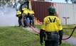  The Wambo mines rescue team in a fire fighting exercise.