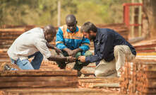 Randgold staff inspecting drill core at Tongon