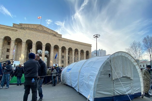 Georgian Opposition Sets Up Tents In Front Of Parliament