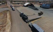 Zinc concentrate being loaded at Thalanga for transport to Townsville.