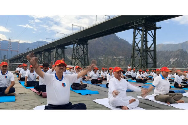 NCC cadets perform yoga at Chenab Rail Bridge on International Yoga Day