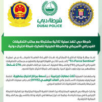Dubai Police lead global operation with FBI, Chinese Police to arrest 276 fraud suspects