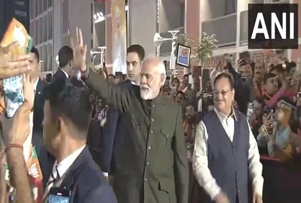 PM Modi arrives at party headquarters after BJP secures win in Rajasthan, is leading in MP and Chhattisgarh