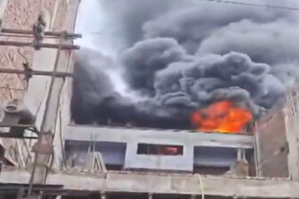 Massive fire breaks out in plastic factory in Narela Industrial Area in Delhi