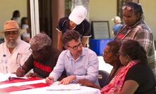  Rio Tinto iron ore CEO Simon Trott with some Yindjibarndi people.