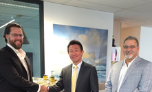 From left - Barrett Cameron, VP New Energy Asia Pacific of TGS; Daein Cha, MD of deepC Store;  Ralph Cowan, director of Azuli. 