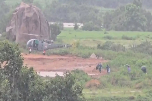 Army helicopter rescues stranded people amid floods in Telangana's Rajanna Sircilla