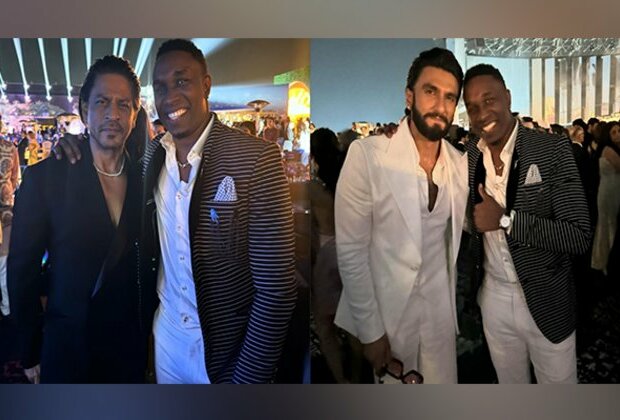 SRK, Ranveer Singh pose with Dwayne Bravo at Anant Ambani, Radhika Merchant's pre-wedding bash