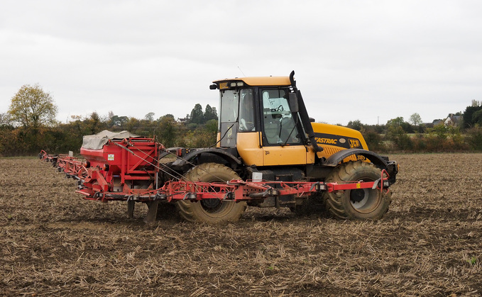 A Kuhn Aero pneumatic spreader has been refurbished by contractor George Byrd for Avadex application.